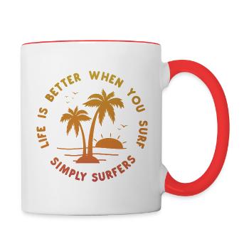 Life is better when you surf! - Mug contrasté - blanc/rouge - Droite