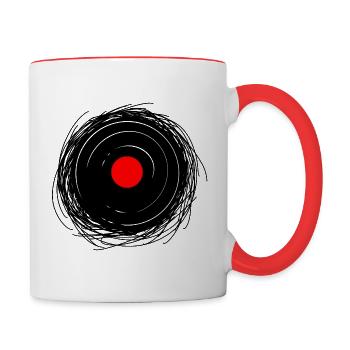 Disque Vinyle Techno Musique Rave Style DJing - Mug contrasté - blanc/rouge - Droite