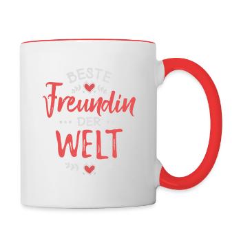 Beste Freundin der Welt! - Tasse zweifarbig - Weiß/Rot - Rechts