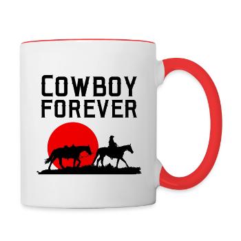 Cowboy forever Western Style - Tasse zweifarbig - Weiß/Rot - Rechts