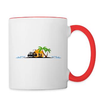 CAMPER BUS VAN Voyage Palmiers Sud - Mug contrasté - blanc/rouge - Droite