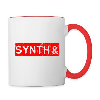 I run on synth & caffeine - Contrasting Mug - white/red - Right