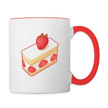 gâteau à la fraise et chantilly - Mug contrasté - blanc/rouge - Droite