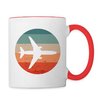 Avion pilote rétro rétro - Mug contrasté - blanc/rouge - Droite