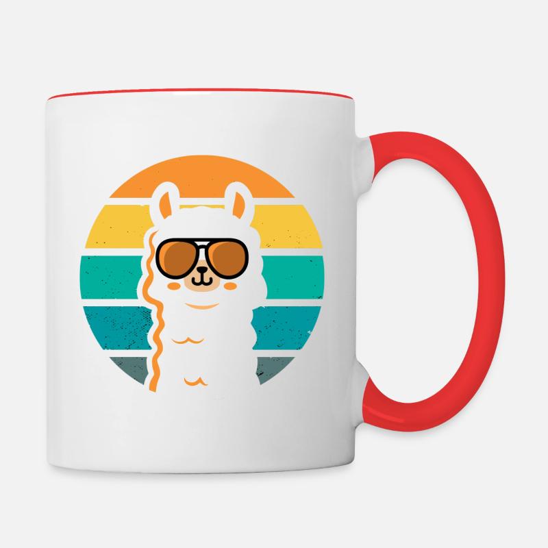 Lama Alpagas retro Vintage - Mug contrasté - blanc/rouge
