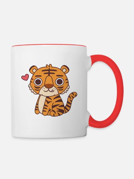 Süßes kleines Tigerjunges - Tasse zweifarbig - Weiß/Rot