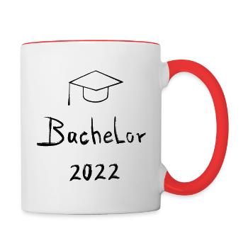 Bachelor 2022 Design - Absolventenhut - Tasse zweifarbig - Weiß/Rot - Rechts