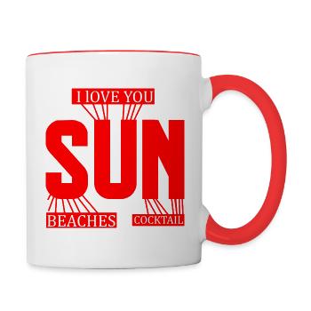 love the sun beach and cocktail - Contrasting Mug - white/red - Right