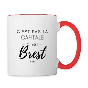 C'est pas la capitale, c'est Brest bébé - Mug contrasté - blanc/rouge - Droite