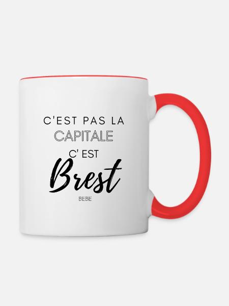 C'est pas la capitale, c'est Brest bébé - Mug contrasté - blanc/rouge
