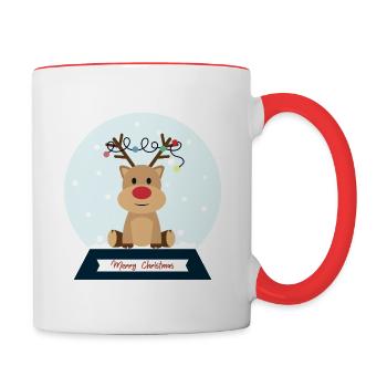 Christmas reindeer - Contrasting Mug - white/red - Right