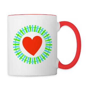 Paix mondiale vert bleu rouge - Mug contrasté - blanc/rouge - Droite
