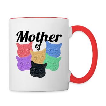 Katzenmutter - Mère des chats - Mug contrasté - blanc/rouge - Droite
