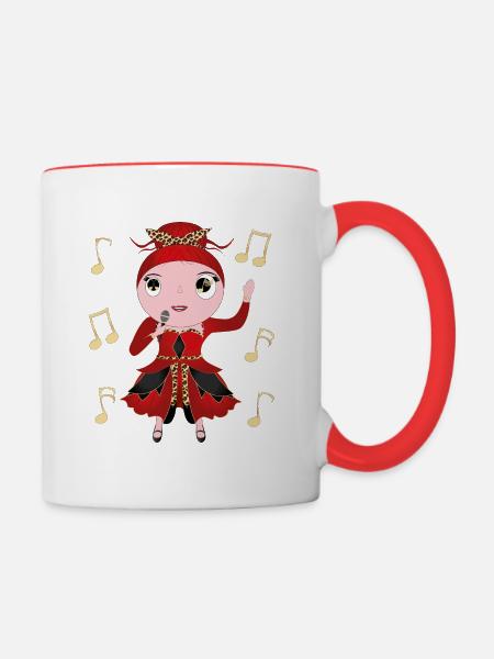 Maria - Tasse zweifarbig - Weiß/Rot