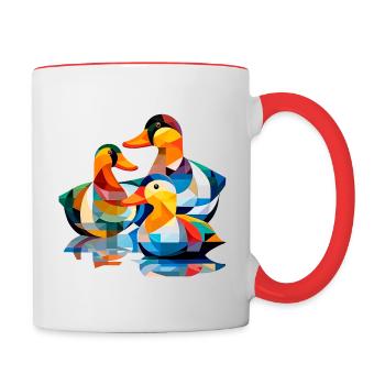 Canards Cubisme 2 - Mug contrasté - blanc/rouge - Droite