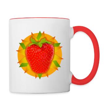Erdbeere - Tasse zweifarbig - Weiß/Rot - Rechts