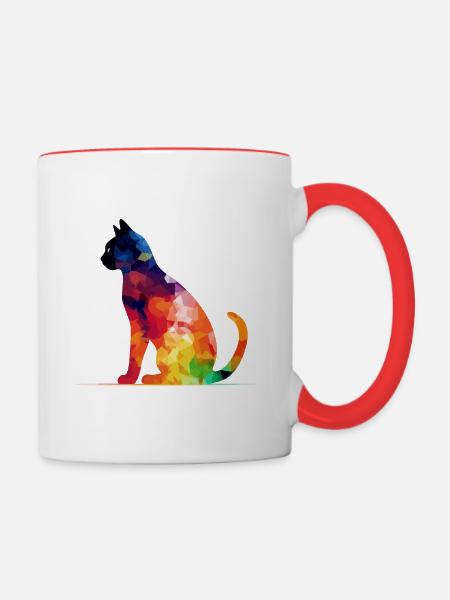 Ako die bunte Katze - Tasse zweifarbig - Weiß/Rot