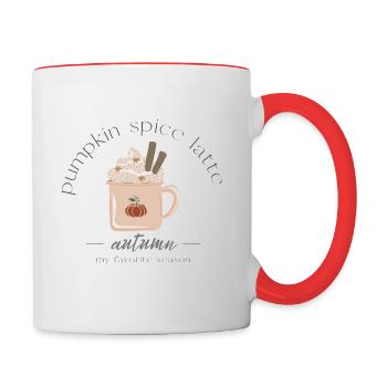 Pumpkin Spice Latte Autumn Gift - Contrasting Mug - white/red - Right