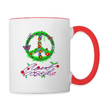 Frieden Peace Symbol Plant based Vegan Veganismus - Tasse zweifarbig - Weiß/Rot - Rechts