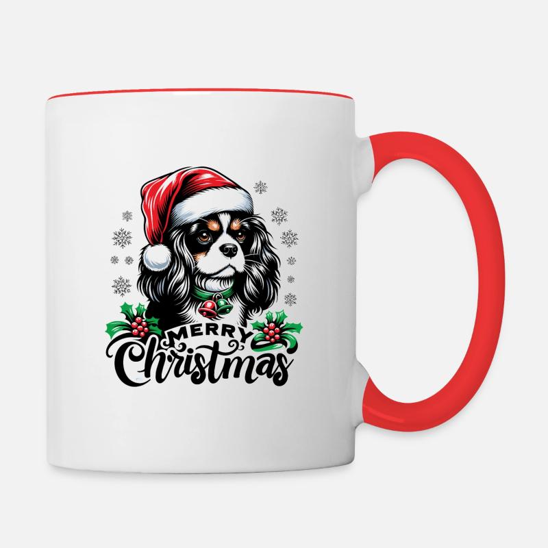 Design Festif Cavalier King Charles - Mug contrasté - blanc/rouge