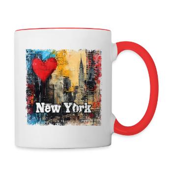 New York, retro, vintage - Valentine's Day - Contrasting Mug - white/red - Right