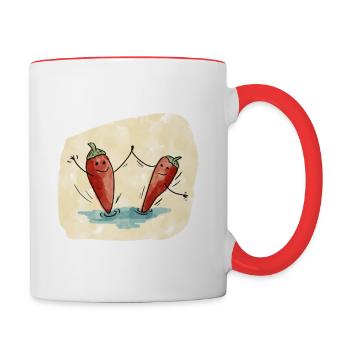 Chili Peppers Danse Tango - Mug contrasté - blanc/rouge - Droite