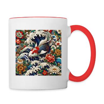 Japanischer Puls - Tasse zweifarbig - Weiß/Rot - Rechts