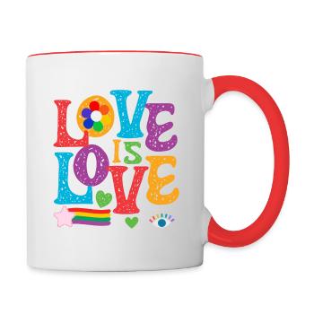 LOVE is Love LGBTQ Rainbow Pride - Contrasting Mug - white/red - Right