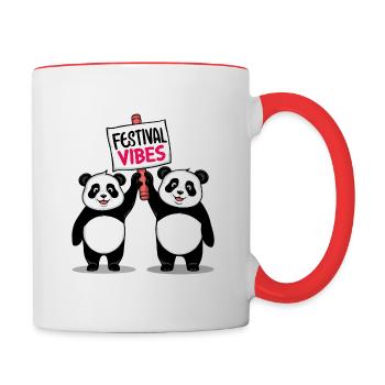 Festival Vibes Panda - Tasse zweifarbig - Weiß/Rot - Rechts