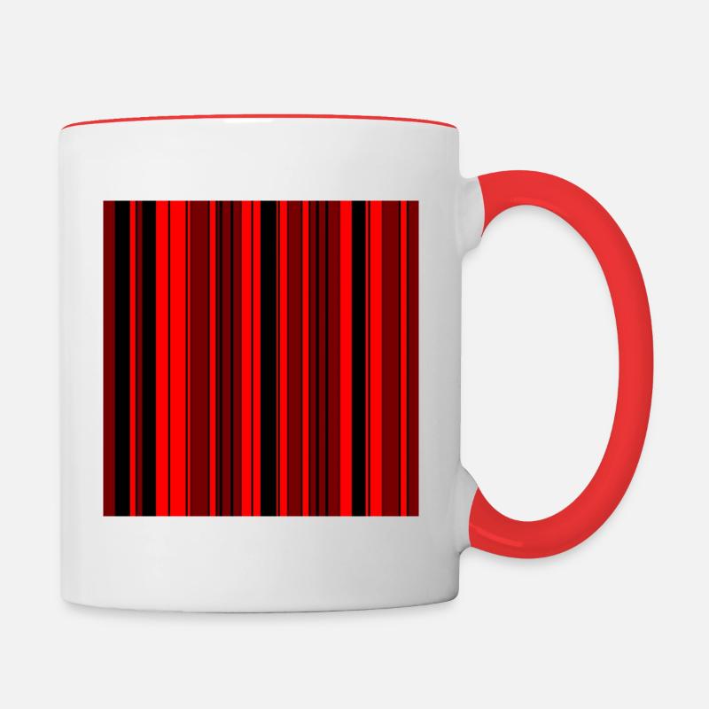 Bandes verticales de différentes nuances de rouge - Mug contrasté - blanc/rouge
