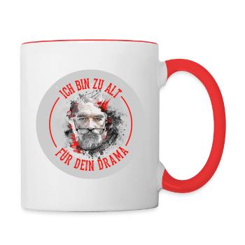 Ich bin zu alt für dein Drama - Tasse zweifarbig - Weiß/Rot - Rechts