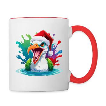 14 Zombie Möwe Meer Weihnachtsmann Farbtropfen - Tasse zweifarbig - Weiß/Rot - Rechts