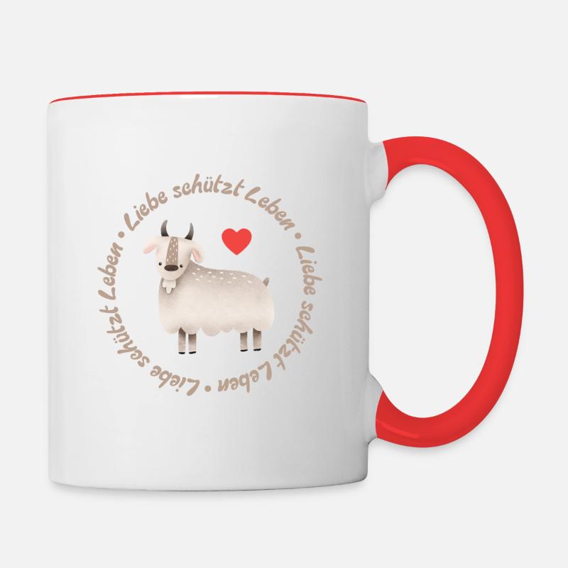 L’amour protège la vie – Chèvre - Mug contrasté - blanc/rouge