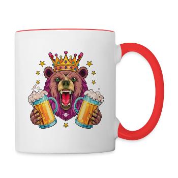 11 Bear King Crown Two Mass Beer Beer Mugs Cheers - Contrasting Mug - white/red - Right