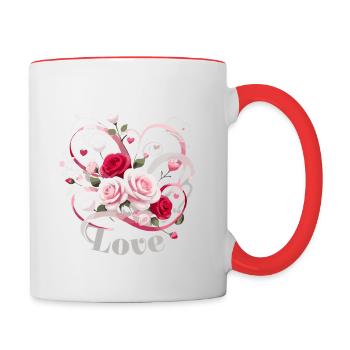 Liebe Valentinstag Rosen - Tasse zweifarbig - Weiß/Rot - Rechts