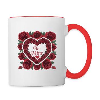 Coeur de rose Saint-Valentin - Mug contrasté - blanc/rouge - Droite