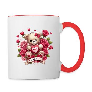 Je t’aime Teddy - Mug contrasté - blanc/rouge - Droite