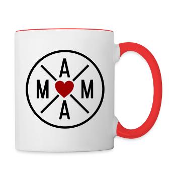 Mama Kreis mit Herz / Farbwechsel - Tasse zweifarbig - Weiß/Rot - Rechts