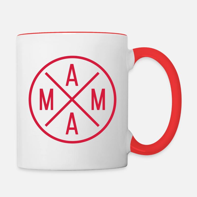 Cercle de maman avec croix / changement de couleur - Mug contrasté - blanc/rouge