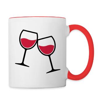 Zwei Weingläser anstoßen - Tasse zweifarbig - Weiß/Rot - Rechts