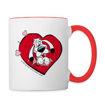 Asterix & Obelix - Idefix mit Herz - Tasse zweifarbig - Weiß/Rot - Rechts