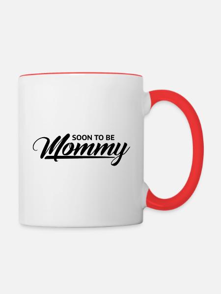 Schwangerschaft bald Mutter Schwarz Cooles - Tasse zweifarbig - Weiß/Rot