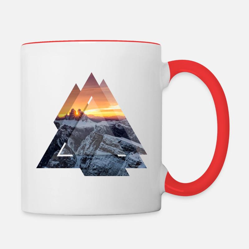Triangle Geometry Dolomites Paysage de montagne - Mug contrasté - blanc/rouge
