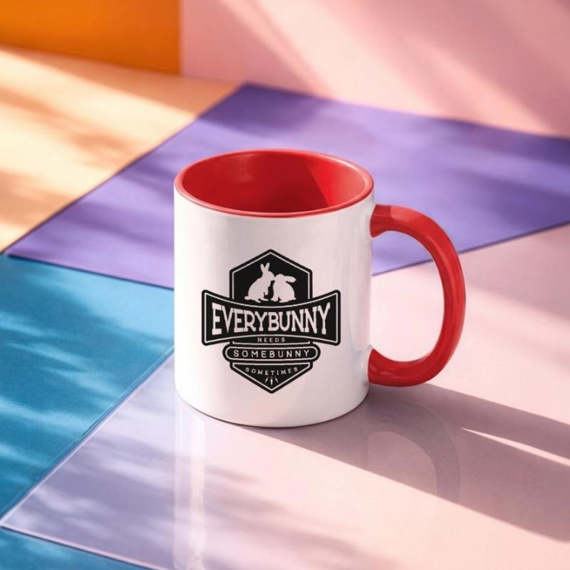 Every rabbit needs a rabbit cuddle Black Contrasting Mug