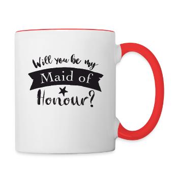 Wirst du meine Trauzeugin sein? - Tasse zweifarbig - Weiß/Rot - Rechts