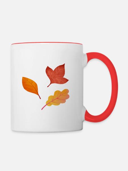 Herbstlaub - Tasse zweifarbig - Weiß/Rot