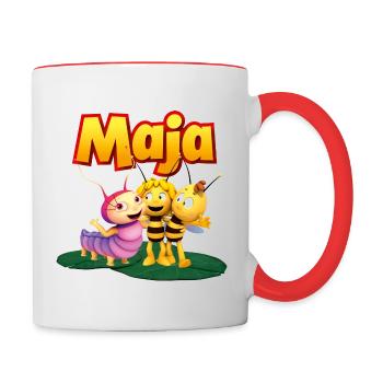 Biene Maja Zusammen mit Willi und Ulla - Tasse zweifarbig - Weiß/Rot - Rechts