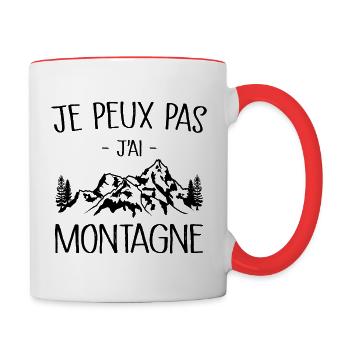 Je Peux Pas J'ai Montagne - Mug contrasté - blanc/rouge - Droite