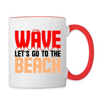 vague de chaleur allons à la plage - Mug contrasté - blanc/rouge - Droite