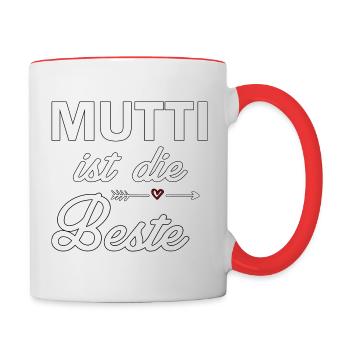 Mutti ist die Beste - Tasse zweifarbig - Weiß/Rot - Rechts
